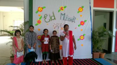 EID -Ul-Fitra was celebrated in R K Sarda Vidya Ashram, Sejbahar on 24th June 2017 with great zeal and enthusiasm. The message of EID was given by the Principal Mr. Vinod Joseph that it is a festival of brotherhood, unity and harmony. All the children were in traditional attire performing various cultural activities. Students of class 1 and 2 performed a colorful EID Dance. Students of class 3 and 4 were involved in a group song. Student of class 5 gave a speech on the importance of EID. The programme ended with a beautiful dance performed by the students of JKG and SKG. Colouring activity was also conducted in all the classes there after.